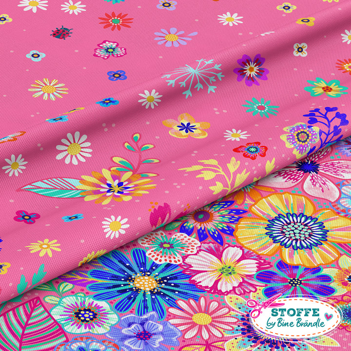Blumenmeer pink - Stoff Klassiker - Jersey in 1 m Stücken