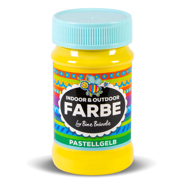 Pastellgelbe Acrylfarbe in Kunststoffflasche für Bastelarbeiten im Innen- und Außenbereich 