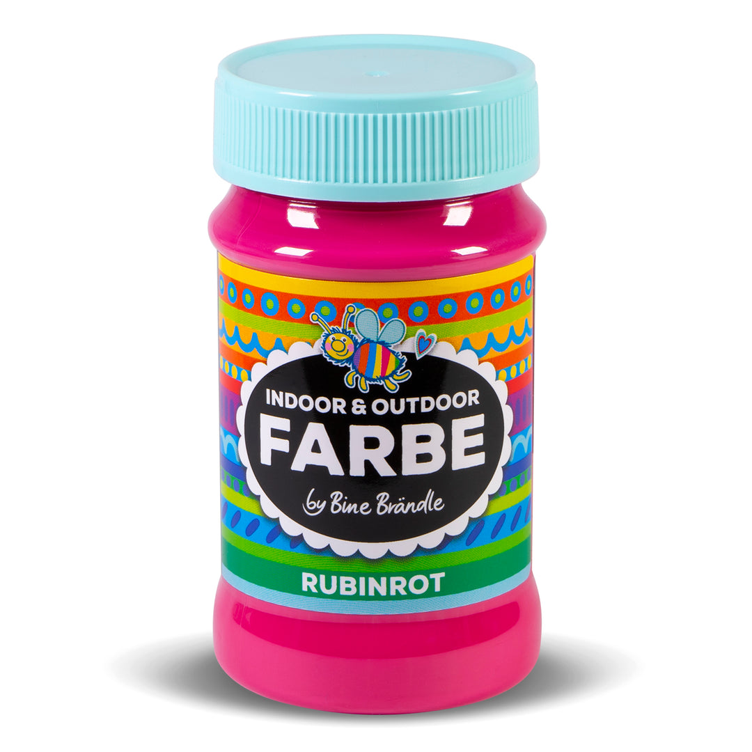 Rubinrote Acrylfarbe in Kunststoffflasche für Bastelarbeiten im Innen- und Außenbereich 