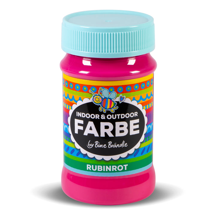 Rubinrote Acrylfarbe in Kunststoffflasche für Bastelarbeiten im Innen- und Außenbereich 