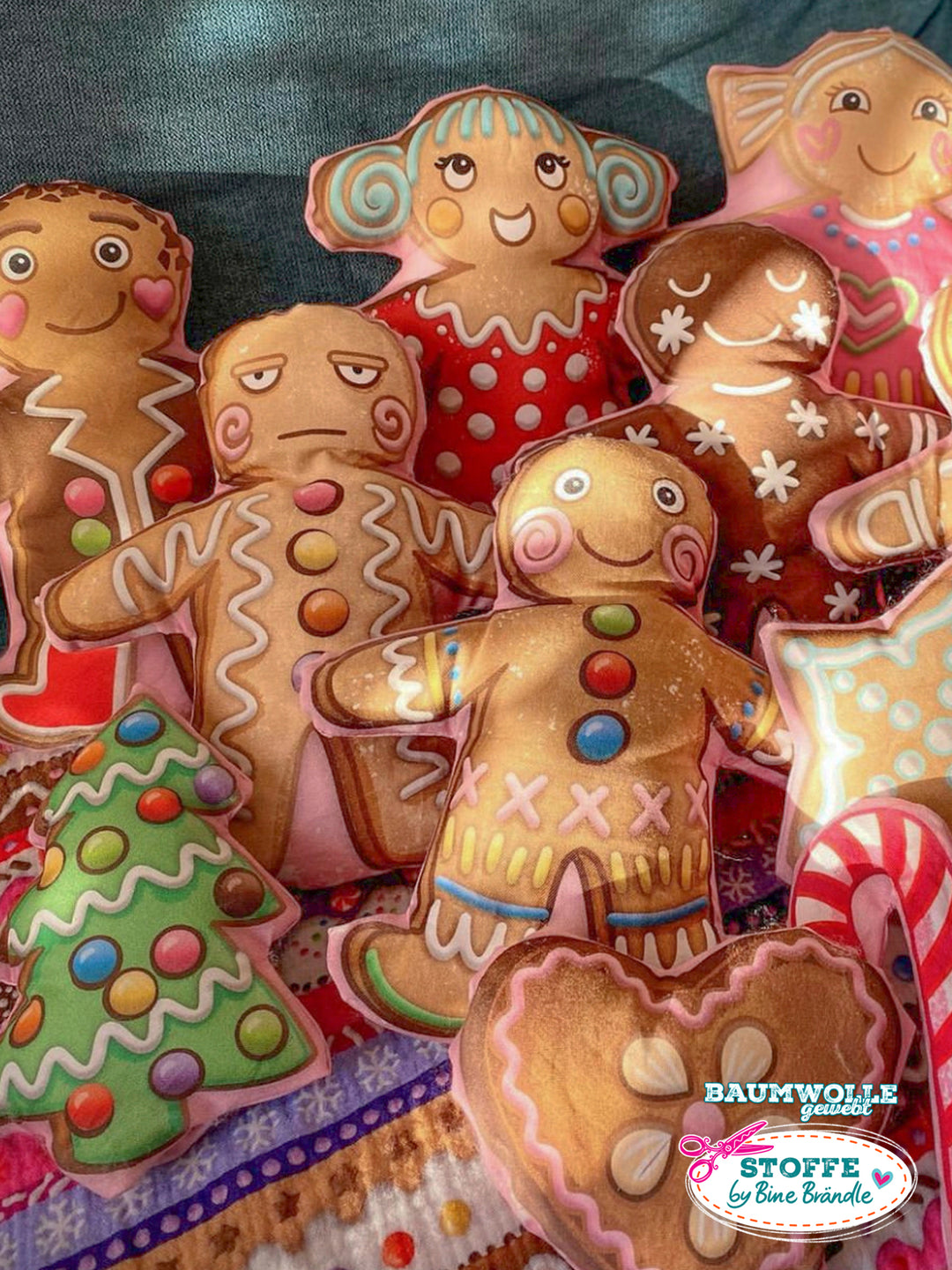 Lebkuchenmännchen groß weiß - Stoff Klassiker als 1 m Stück z.B. für Stoffnähset