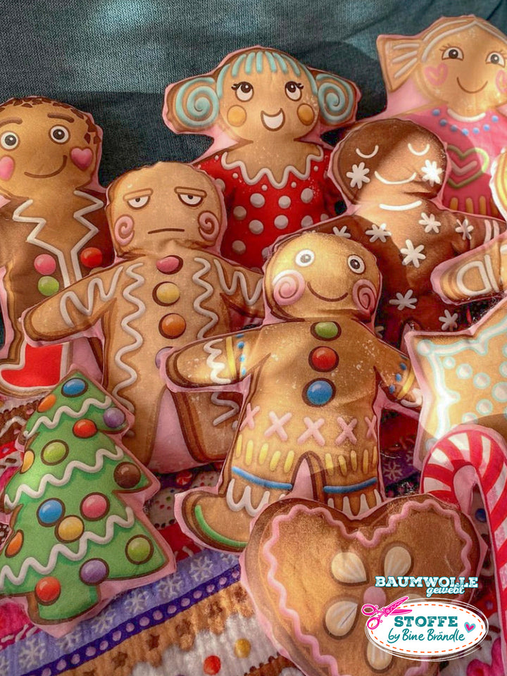 Lebkuchenmännchen groß weiß - Stoff Klassiker als 1 m Stück z.B. für Stoffnähset