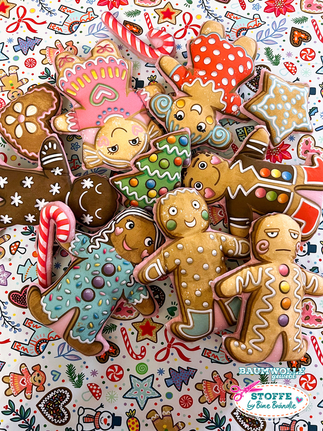 Lebkuchenmännchen groß weiß - Stoff Klassiker als 1 m Stück z.B. für Stoffnähset