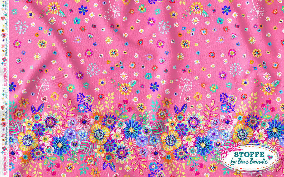 Blumenmeer pink - Stoff Klassiker - Jersey in 1 m Stücken