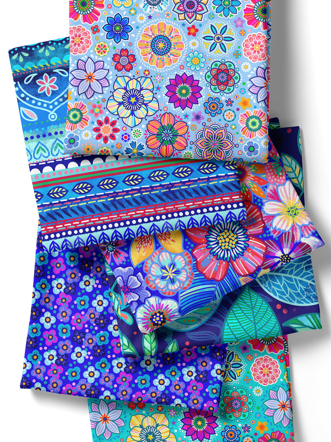 Boho-Bordüren blau – Stoff