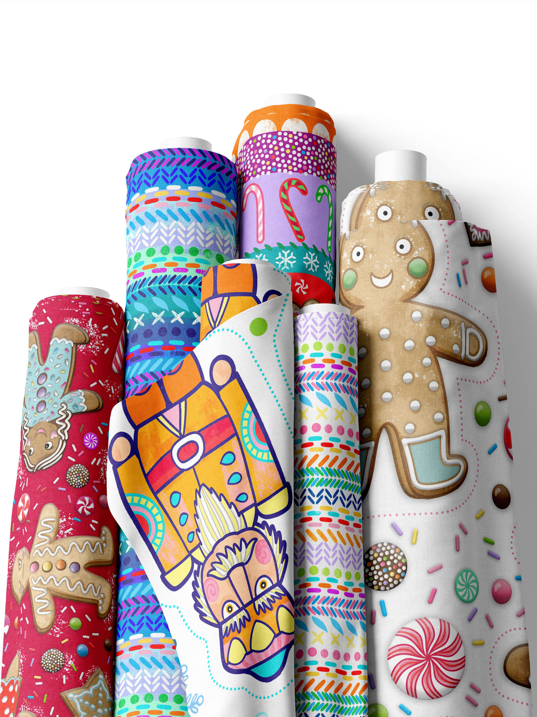Nussknackerstoff groß - Stoff Klassiker - als Set mit allen 8 Nussknacker zum Figuren nähen