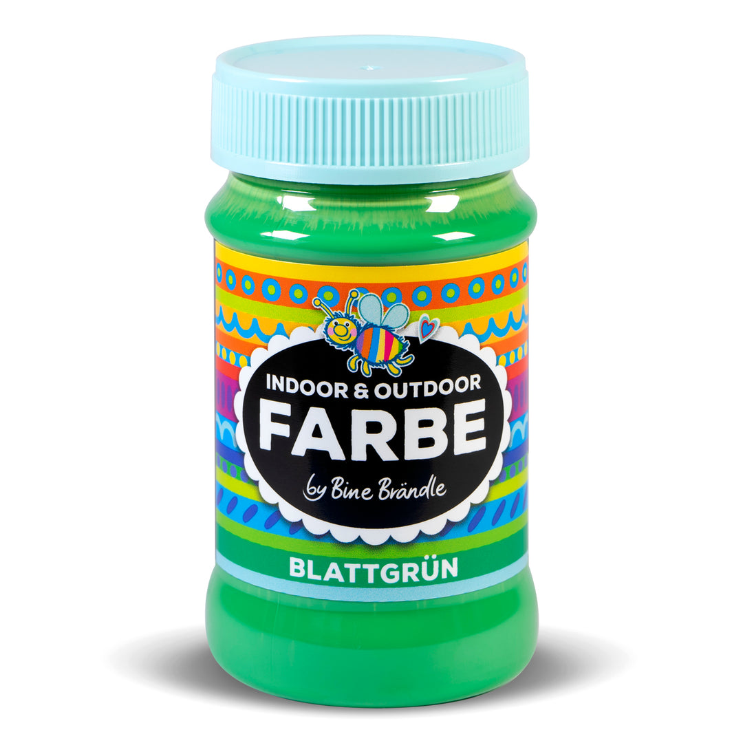 Blattgrüne Acrylfarbe in Kunststoffflasche für Bastelarbeiten im Innen- und Außenbereich 