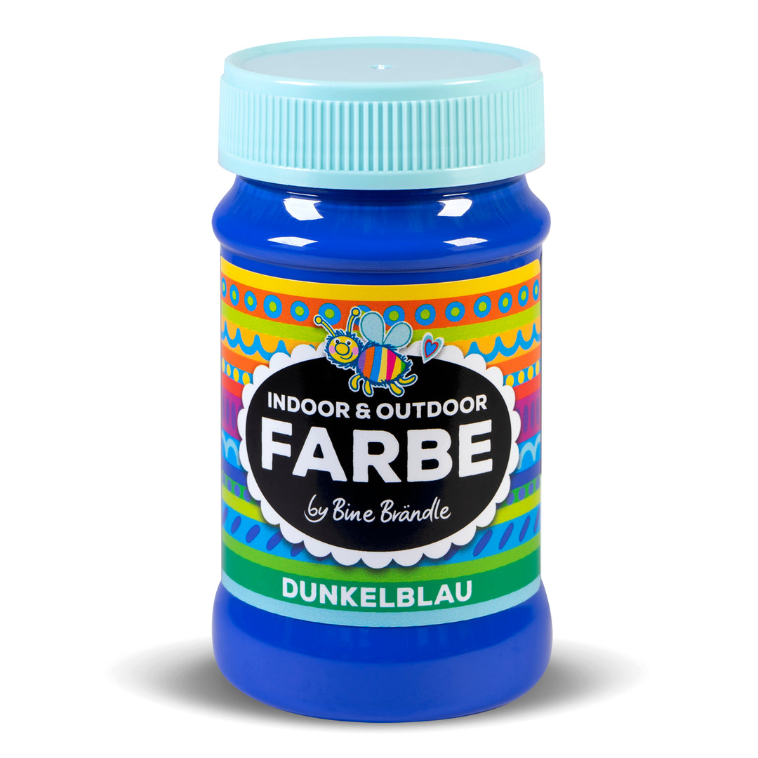 Dunkelblaue Acrylfarbe in Kunststoffflasche für Bastelarbeiten im Innen- und Außenbereich 