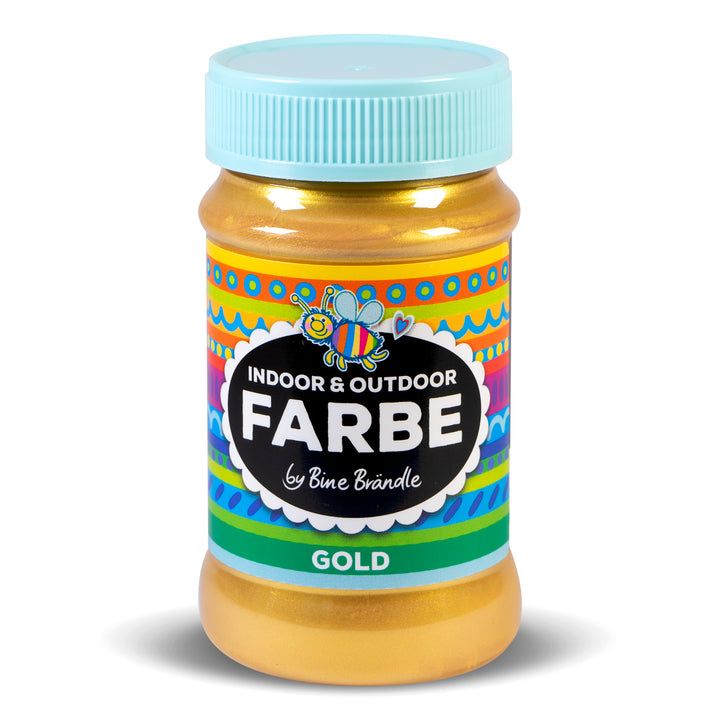 Metallic goldene Acrylfarbe in Kunststoffflasche für Bastelarbeiten im Innen- und Außenbereich 