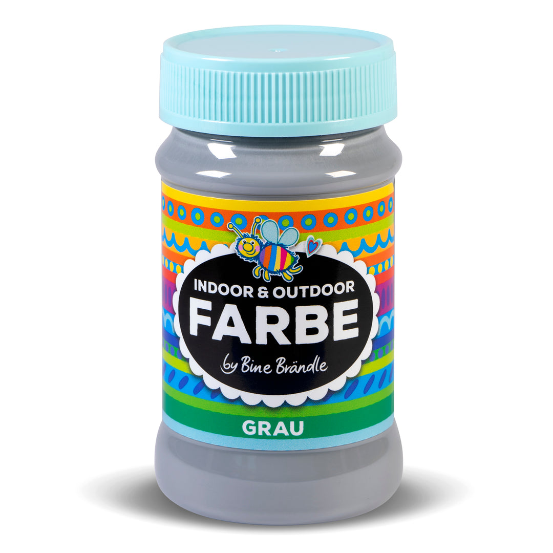 Graue Acrylfarbe in Kunststoffflasche für Bastelarbeiten im Innen- und Außenbereich 