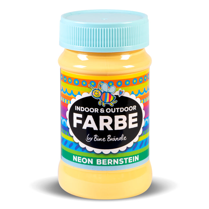 Leuchtend neon bernsteinfarbene Acrylfarbe in Kunststoffflasche für Bastelarbeiten im Innen- und Außenbereich 