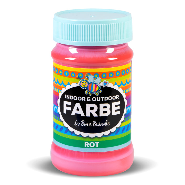 Rote Acrylfarbe in Kunststoffflasche für Bastelarbeiten im Innen- und Außenbereich 