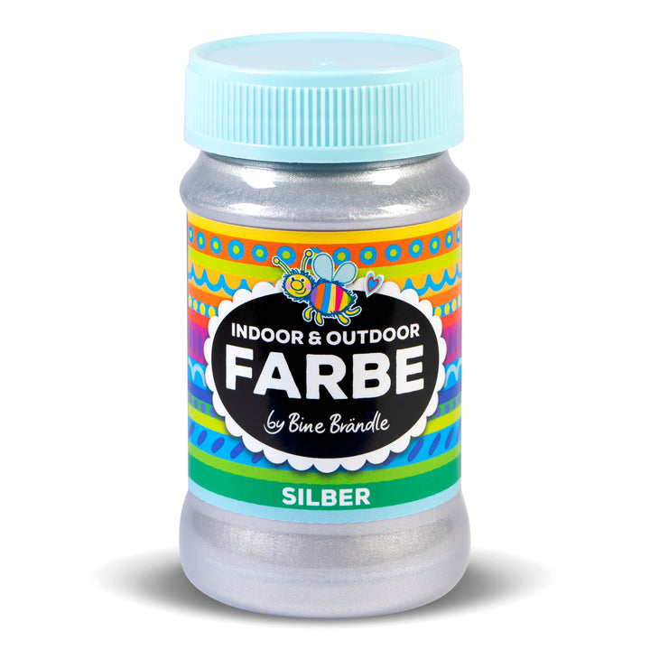 Metallic silberne Acrylfarbe in Kunststoffflasche für Bastelarbeiten im Innen- und Außenbereich 