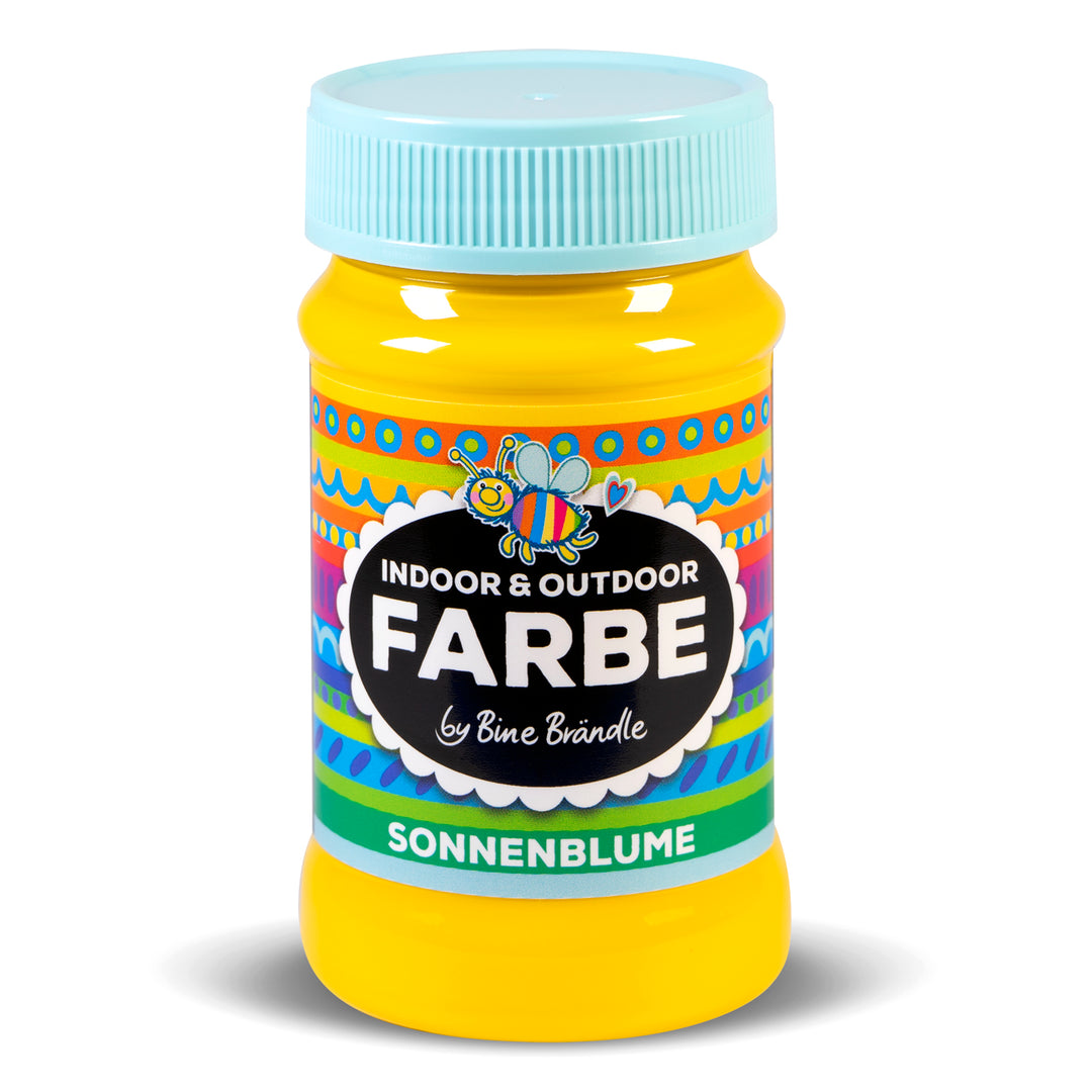 Sonnenblumenfarbene Acrylfarbe in Kunststoffflasche für Bastelarbeiten im Innen- und Außenbereich 