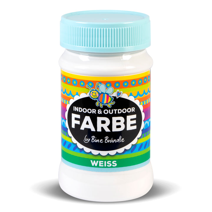 Weiss Acrylfarbe in Kunststoffflasche für Bastelarbeiten im Innen- und Außenbereich 