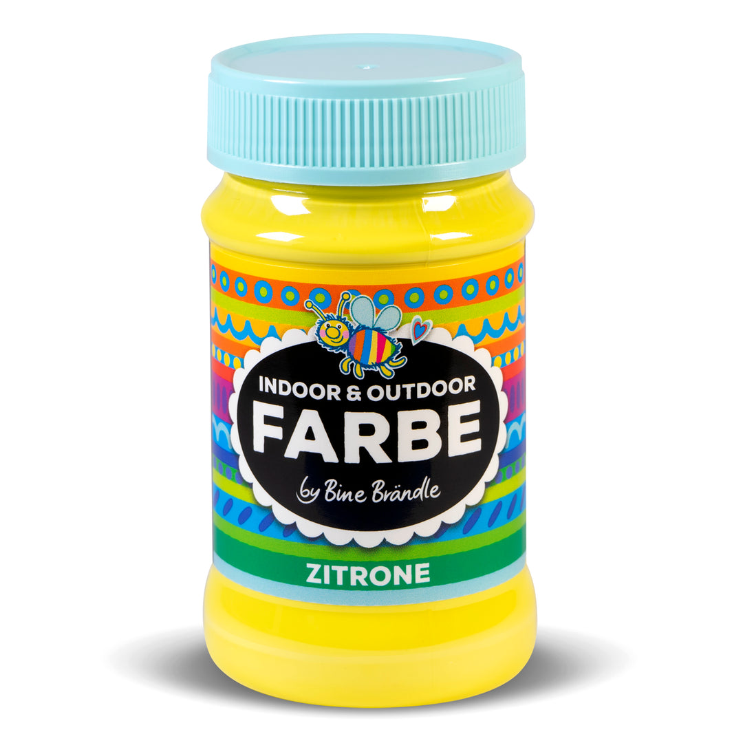 Zitronenfarbene Acrylfarbe in Kunststoffflasche für Bastelarbeiten im Innen- und Außenbereich 