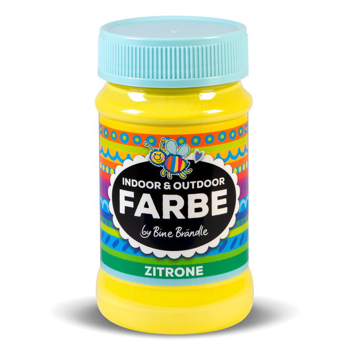 Zitronenfarbene Acrylfarbe in Kunststoffflasche für Bastelarbeiten im Innen- und Außenbereich 